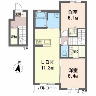 グランディーナ開成MSII【2階】の間取り
