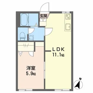 八反田ハイツB【1階】の間取り