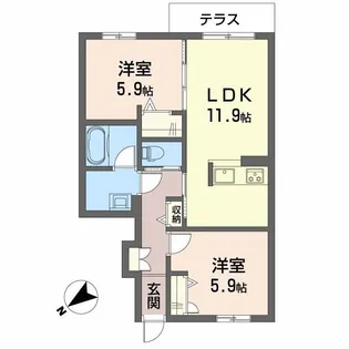 イーストベイ【1階】の間取り