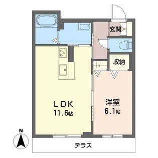 メゾンみくりな白石【1階】の間取り