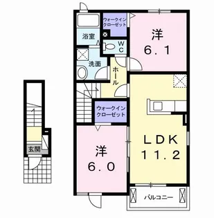 アン・リヴィエールB【2階】の間取り