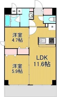 レジデンシア都島アイラ【9階】の間取り