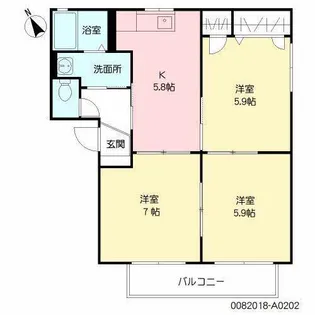 サンライズ小松台 A【2階】の間取り