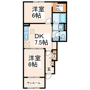 ハイウェイサイドブルースカイ【1階】の間取り
