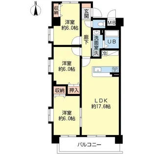 エトワール神道寺【4階】の間取り