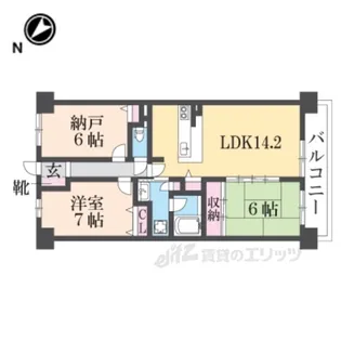 ライオンズヒルズ生駒503【5階】の間取り