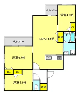 ゼンラフォーレ緑橋III【5階】の間取り