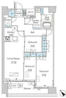 レガシス中目黒【14階】の間取り
