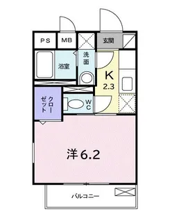 プリムヴェール国立【2階】の間取り