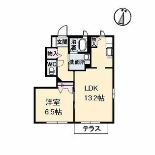 ヴィラシーン神辺 B棟【1階】の間取り