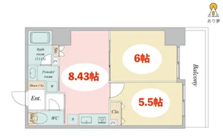 ブルームライフ横浜黄金町【8階】の間取り