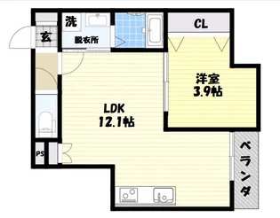 エイジュ小山【1階】の間取り