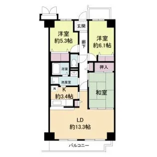 ミストラル岸部南【6階】の間取り