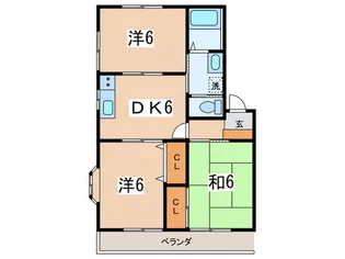高砂ハイツB【2階】の間取り