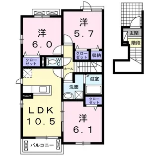 アベニ一ル【2階】の間取り