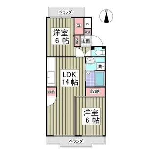 行田ハイツ1号棟【4階】の間取り