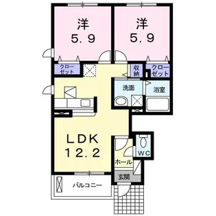 アリストガーデンII【1階】の間取り
