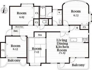 サンライズハイツ池上【3階】の間取り