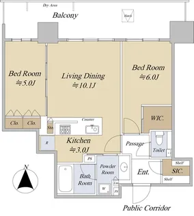 シティタワー国分寺ザ・ツイン ウエスト【26階】の間取り