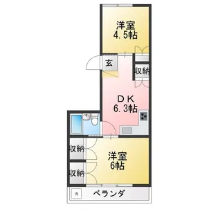 シャトーカネヨ江原【1階】の間取り