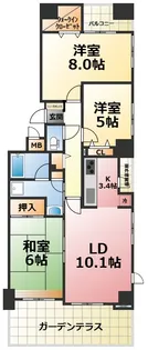 ワコーレ夙川【1階】の間取り
