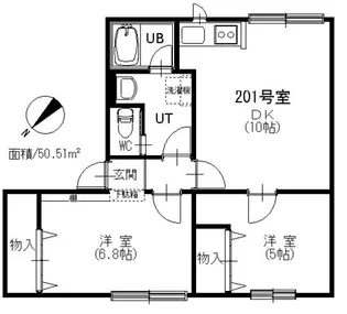 ルピア大麻【2階】の間取り
