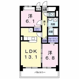グリンデルヴァルト【3階】の間取り