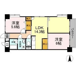 プレステージ南葛西【6階】の間取り
