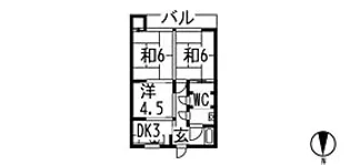 つつみだハイツB棟【1階】の間取り