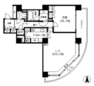 1SLDKの間取り画像