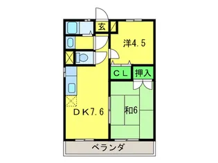 登美丘ハイツ【3階】の間取り