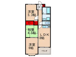 ボナ-ル中西【1階】の間取り