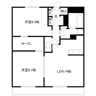 2LDKの間取り画像