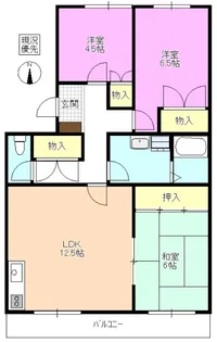 サンパレスオーシモ S棟【2階】の間取り
