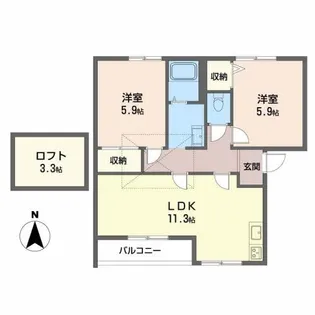 エクセランス朱雀【2階】の間取り