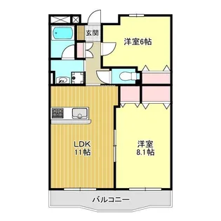 2LDKの間取り画像