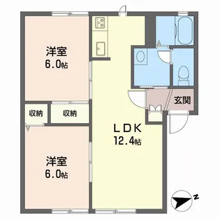 ノースウィング保免 A棟【1階】の間取り