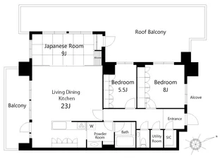 エルディア ~ルーフバルコニー付き角住戸~【17階】の間取り