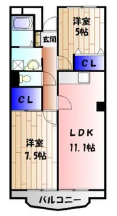 2LDKの間取り画像