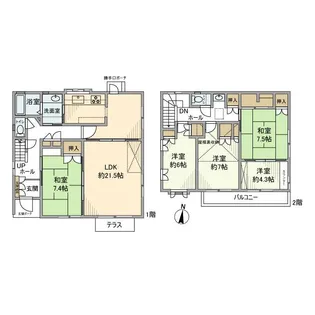 神奈川県横浜市港南区下永谷5【一戸建】の間取り