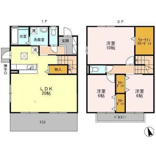 愛知県岡崎市上六名3【一戸建】の間取り