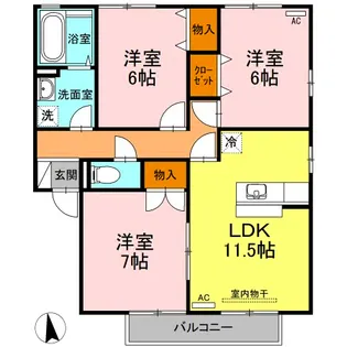 ウィルコートF【2階】の間取り