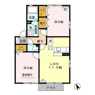 メゾンクオーレ B【1階】の間取り