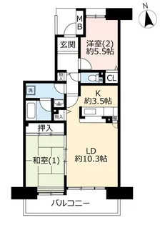 URプロムナード矢部【5階】の間取り