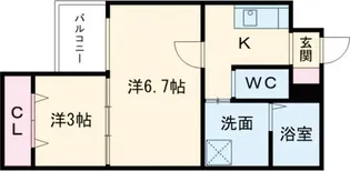 ジーイーシス【2階】の間取り