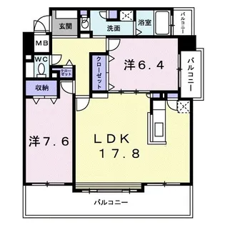 ツインタワー弐番館【4階】の間取り
