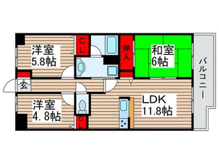 ソレイユ松戸【1階】の間取り