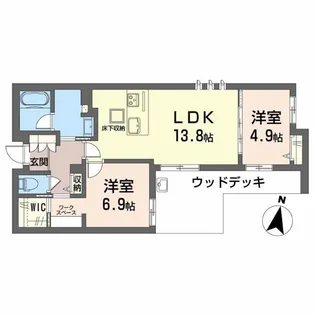 シャーメゾン弁天【1階】の間取り