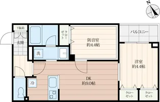 「防音マンション」クリオラモード新江古田サウンドテラス【2階】の間取り