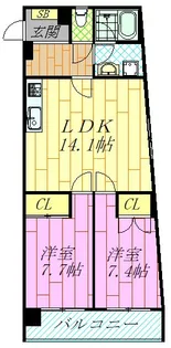アパートメントけやき通り中葛西【7階】の間取り